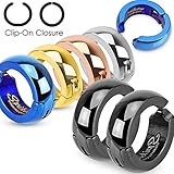 U2U® Jewelry Pair of 316L Surgical Stainless Steel IP Hoop Non-Piercing Clip On Earrings For Men Women