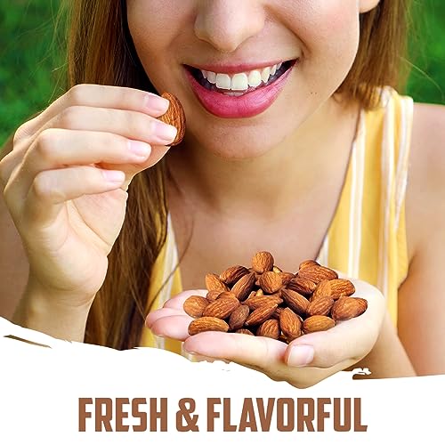 ROASTED ALMONDS UNSALTED – FRESH AND DELICIOUS GUILT FREE HEALTHY KETO SNACK WHOLE UNSALTED NUTS STEAM PASTEURIZED PACKED IN RESEALABLE BAG, LOW CALORIES, VEGAN, GLUTEN-FREE, 3LB