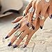 Napoo 8PCS Women Vintage Boho Crystal Flower Knuckle Ring Tibetan Turkish Style (Silver)