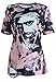 Jiujiuyi Women's Guns N' Roses Digital Floral Print Ripped Shirt Dress