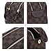 Luxury Checkered Cosmetic Bag Two-Zipper Make Up Bag PU Leather Toiletry Travel Bag for Women,Brown