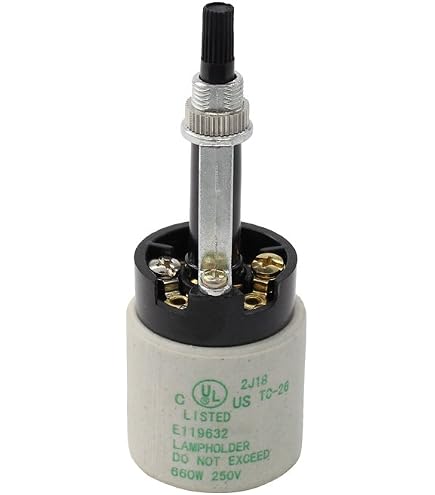 Zreneyfex E26 Universal Ceramic Light Socket with Rotary Switch