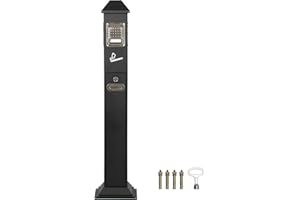 lukar Commercial Butt Receptacles Metal Butt Container Heavy Duty Ash Disposal Outdoor Vertical Trash Can for Patios Gardens Hotels Pubs Offices(Black)