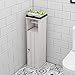 soges Small Bathroom Cabinet Narrow Organizer with Paper Holder Toilet Paper Storage Vanity Cabinet Corner Cabinet Side Table with Shelves and Door Bathroom Decor, White, RF6015