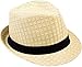 Younglove Summer Beach Straw Fedora Hat w/Solid Hat Band Beige 59CM