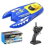 Teeggi Remote Control Boats Toys for Pools and Lakes - H128 Mini RC Boats for Kids or Adults, Self Righting High Speed Boat Toys 1/47 2.4GHz Dual Motors 15km/h Super Speed Ship Speedboat Electric