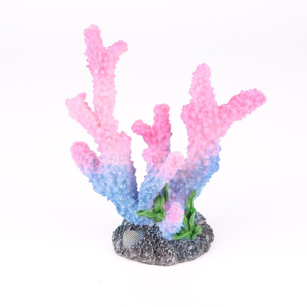 Atlantis Aquarium Coral Decoration | Vibrant Pink and Blue Artificial Coral Ornament | Safe and Durable Resin Decor for Fish Tanks, Easy to Clean and Maintain, Enhances Aquatic Environment (Coral)