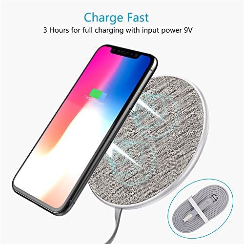Samsung Wireless Charger, Qi-Certified 9W Wireless Charger Fast Wireless Charging Pad for iPhone X, iPhone 8/8 Plus, Samsung S9/S9 and More-Ultra-Slim- Gray