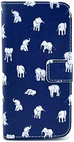 Vkied Samsung Galaxy S5 leather Case (White elephant) Pattern Fashion Printing Wallet Cards Slots Flip Magnet Stand Leather Carry Case with Screen Protector and Cleaning Cloth