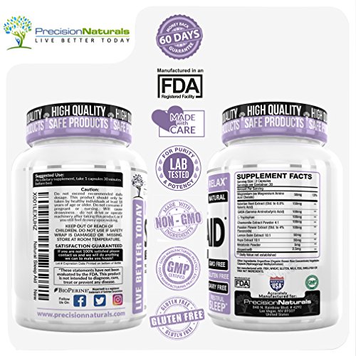 Sleep Aid W/Melatonin Non Habit Forming Natural Sleeping Supplement Pills 60 Capsules Chamomile Magnesium Valerian GABA Lemon Balm Extract Nighttime Herbal Formula Stress Anxiety Insomnia Relief