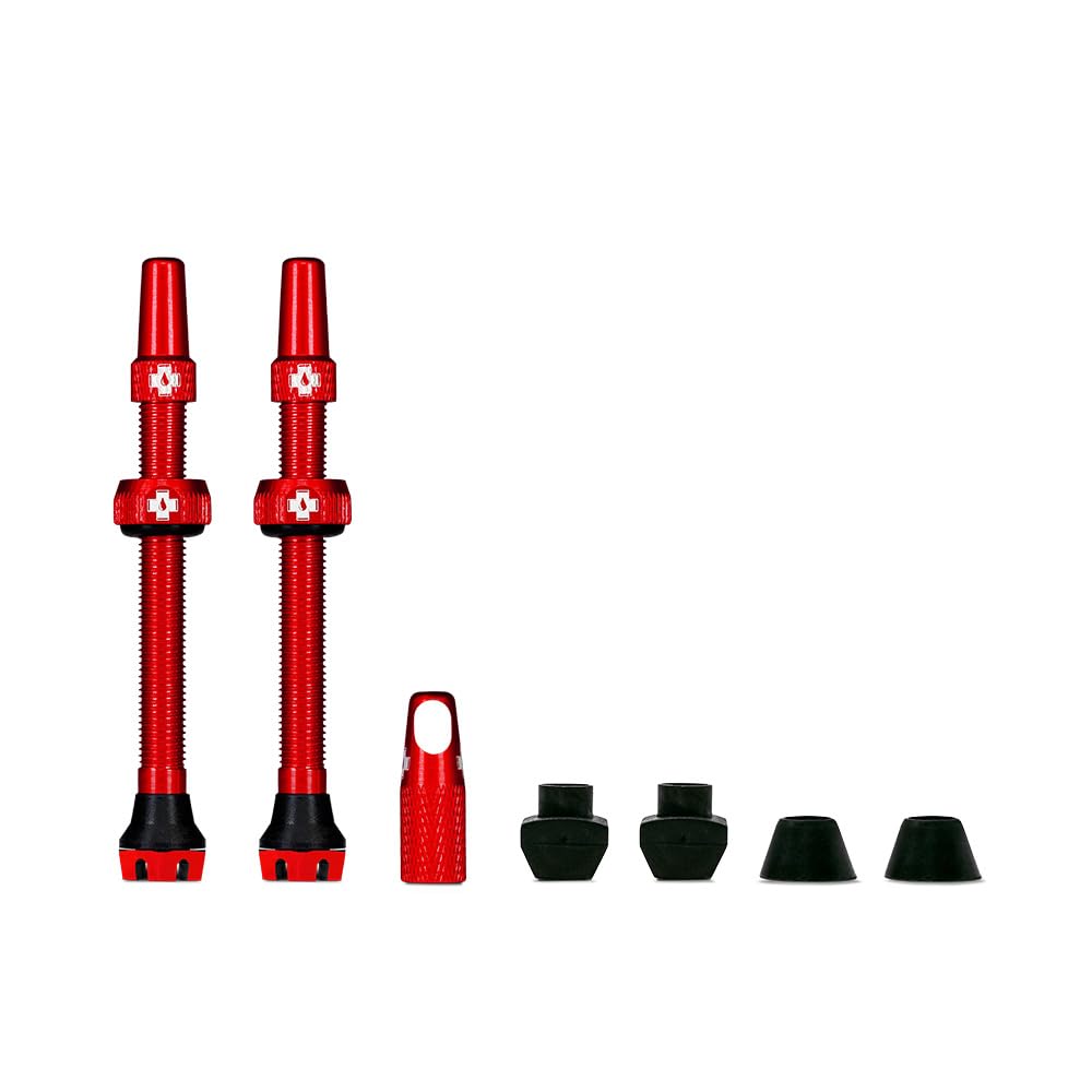 Muc-Off Tubeless Valves V2-7075 Aluminium Presta Valves with Core Removal Tool - Air Flow System for Mountain Bike, Road and Gravel Wheels - Compatible with Rim Inserts - Red, 60mm
