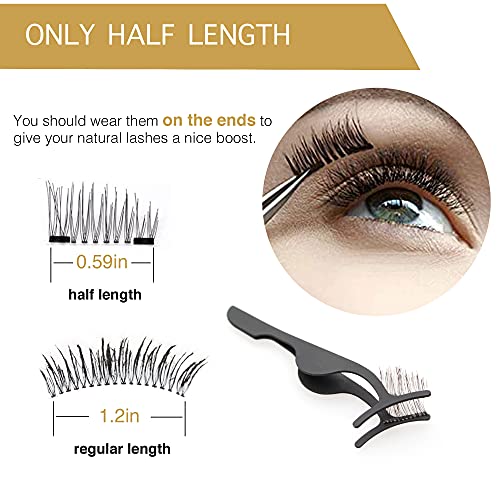 Breavo Dual Magnetic Eyelashes, Natural Half Lash, Accent Lashes, Light Weight & Reusable, Updated 3D False Eyelashes with Applicator(8pcs)