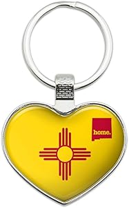 New Mexico NM Home State Flag Officially Licensed Keychain Heart Love Metal Key Chain Ring