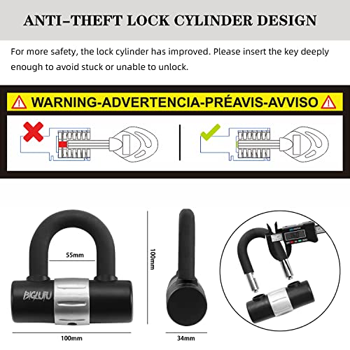 BIGLUFU Motorcycle Chain Locks, 0.6 inch/15mm Chain Links, Heavy Duty U