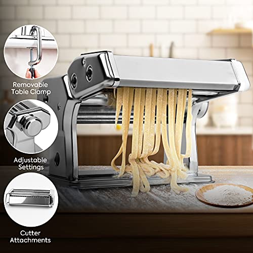 Pasta Machine, EZSOZO Pasta Maker Stainless Steel Manual Pasta Maker