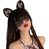 Sekexi Sexy Lace Women Veil Black Rabbit Ear Headwear Masquerade Holiday Parties Hollowed Mask Girlfriend Halloween Cosplay