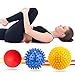 Spiky Massage Ball Roller and Lacrosse Balls - 3 Pack - Foot/ Back/Neck/Hand Tissue Massage and Yoga Back Rest to Improve Reflexology, Myofascial Release, Plantar Fasciitis Pain Relief