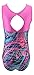 MadSportsStuff Girls Gymnastics Leotard - Tank with Keyhole (Abstract Swirl, Youth 10-12)