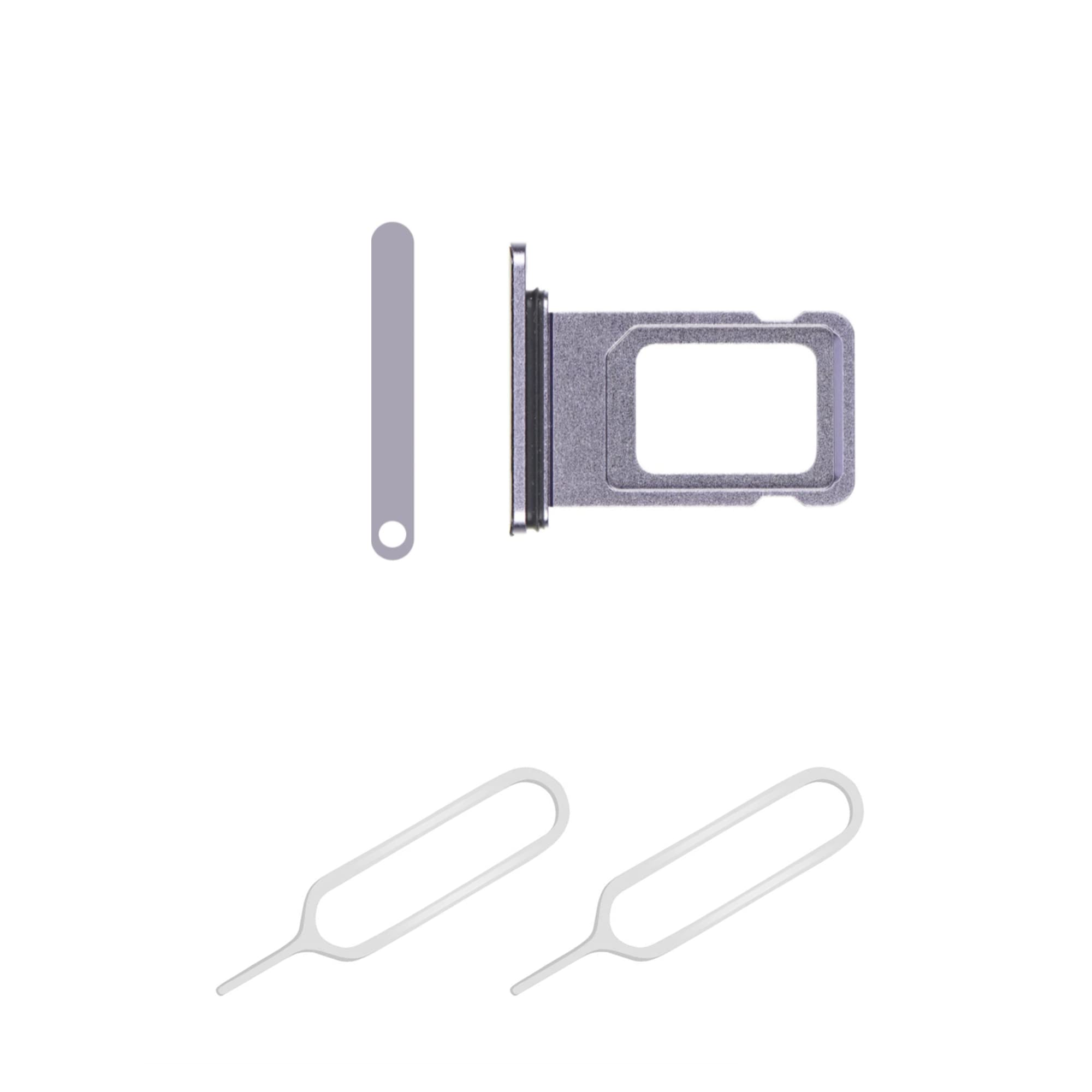 THE TECH DOCTOR Replacement Single Sim Tray Card Slot for iPhone 11 with 2x Sim Pin Open Ejector Tool (Purple)