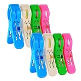 IPOW 8 Pack Beach Towel Clips,Plastic Quilt Hanging Clips Clamp Holder for Beach Chair or Pool Loungers on Your Cruise-Keep Your Towel from Blowing Away,Fashion Bright Color Jumbo Size