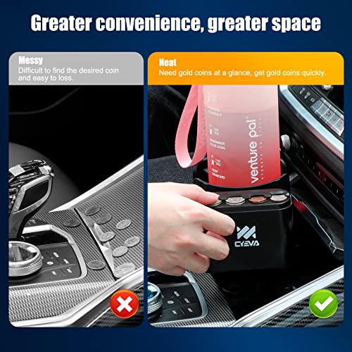 Car Cup Holder Expander with Coin Holder, Offset Adjustable Base Compatible with Yeti 20/36/46oz, Hydro Flasks 32/40oz, Fits Most Cup Holder, Diameter Bottles in 3.4