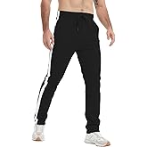 Idtswch 34" Inseam Men's Tall Striped Sweatpants Workout Training Lounge Joggers Pants with Pockets Black