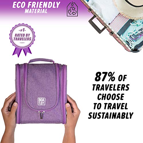 Boacay Premium Hanging Travel Toiletry Bag for Women and Men | Hygiene Bag | Bathroom and Shower Organizer Kit with Elastic Band Holders for Toiletries, Cosmetics, Makeup, Brushes - Thumbnail 3