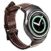 Valkit for Gear S2 Bands, Genuine Leather Replacement Smart Watch Band with Stainless Steel Connector Adapter, Large Small Soft Bracelet Sport Wristband Strap for Samsung Gear S2 SM-R720/R730 -Coffee