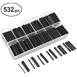 Heat Shrink Tubing Black 532pcs innhom Ratio 2:1 Insulation Protection Flame Retardant Heat Shrink Tube Sleeving Wrap Car Electrical Cable Wire Kit Set in a Clear Plastic Box 3 Year Warranty