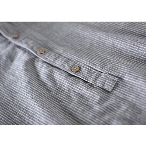 Yunhou-Cotone-e-Lino-Mezza-Manica-Maglietta-Uomo-Casual-Camicie-Stretch-Traspirante-Camicie-Slim-Fit-Pulsanti-Blu-Chiaro-Blu-Scuro-Grigio-Albicocca