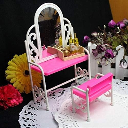 Dolls Accessories - new 3d diy for barbie doll kawaii pink dressing table chair house dolls accessories toy diy doll furniture toy for children gift - by TAllen - 1 PCs