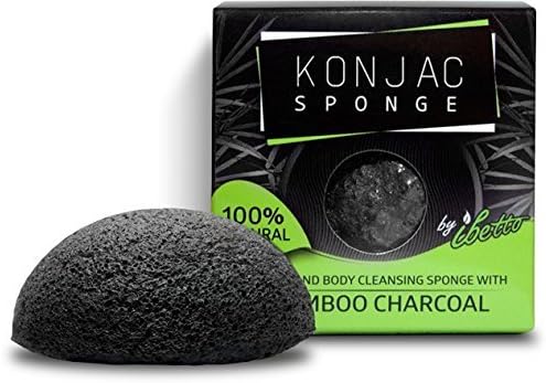 Konjac Sponge - 100% Natural Beauty - Charcoal - Facial Deep Cleaning - Soft Gentle Exfoliating - Moisturizes, Balances PH - Sensitive, Acne Prone Skin - Vegan - Hypoallergenic - Money Back Guarantee