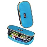 Cool Pencil Case, KinHom Portable Large Capacity Cute Watercolor Pen Bag Magic Multifunction Cosmetic Stationery Pouch Organizer for Kids in School with Love Color 1PC (Blue)