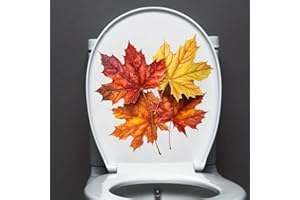 DELUPMT Merry Christmas Maple Leaf Toilet Cover Sticker Decals, Tortoise Seaseed Fish Ocean Waterproof Toilet Lid Tank Seat Decals Cistern Self-Adhesive Bathroom Wall Sticker