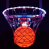 GlowCity Light Up LED Rim Kit with LED Basketball Included - White, Size 7 Basketball (Official Size)
