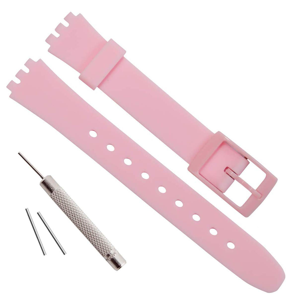 OliBoPo Replacement 12mm Waterproof Silicone Rubber Watch Strap Watch Band for Swatch (Pink)