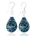 Chuvora 925 Sterling Silver Glass Jewelry Filigree Blue Abstract Art Curve Teardrop Design Dangle Hook Earrings for Women