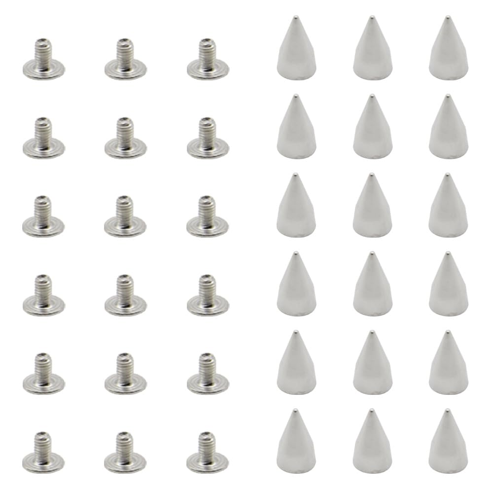 Hocansen 100 Set Spikes Studs for Clothing 7x14mm Punk Rivets Metal Spikes and Studs Cool Double Cap Rivet for DIY Clothes,Leather (7x14mm/PK)