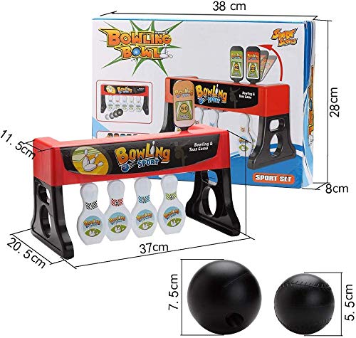 Bowling and Tossing Game for Kids - Â 2 in 1 Bowling Throwing Game Skittles Tossing Family Fun - Fun Indoor Carnival Game - Includes Base, Balls and Stickers - Toss and Bowling Game for Toddlers, Boys