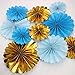 Mybbshower Blue Ivory Gold Paper Pinwheel Living Room Wall Decor for Boy Birthday Party Baby Bridal Shower Backdrops Pack of 10