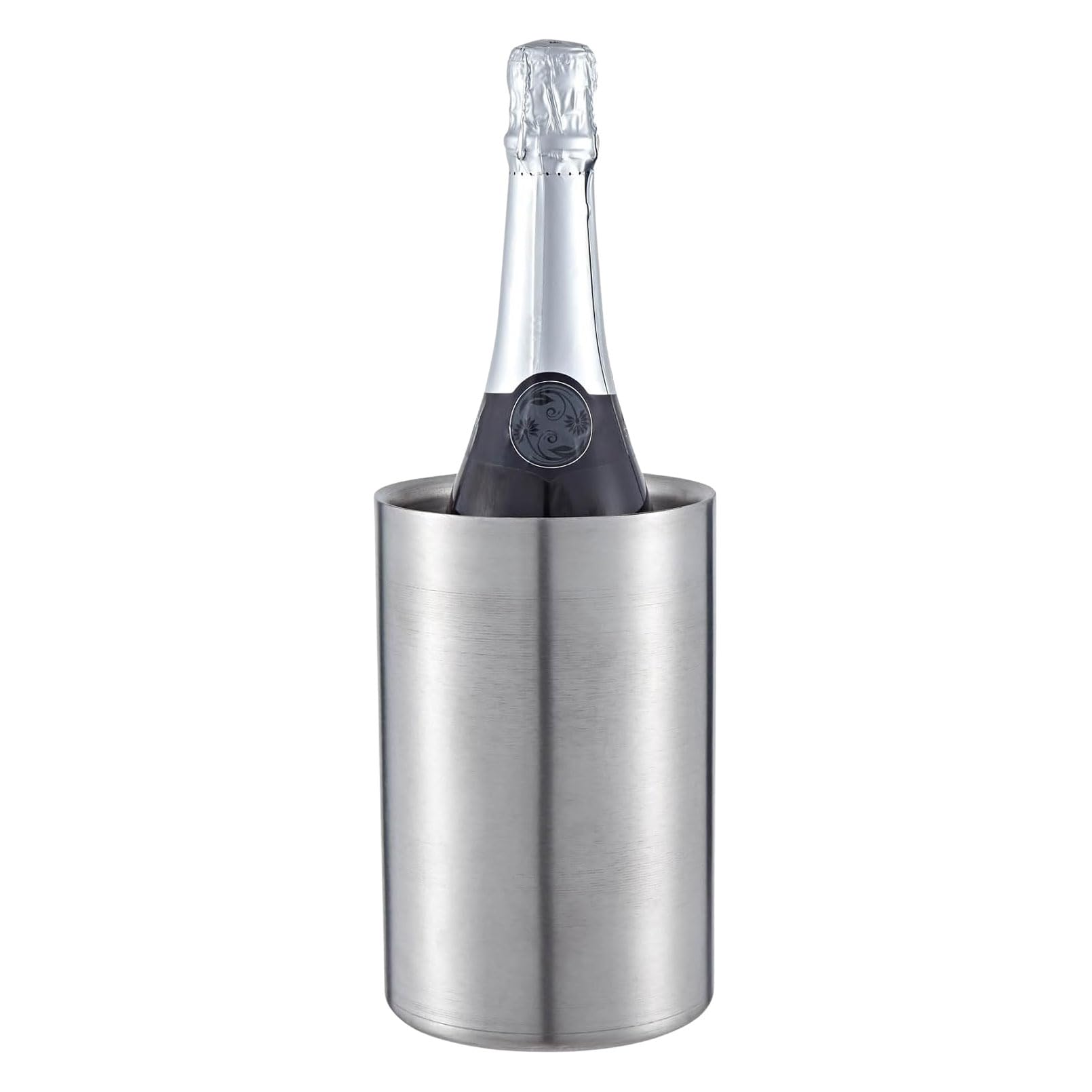 Buckingham Portable Champagne Wine Bottle Cooler Stainless Steel Double Wall Wine Chiller Premium Indoor & Outdoor Bottle Cooler 20 cm (Matt Finish)