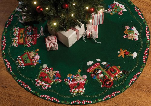 Bucilla Felt Applique Chtistmas Tree Skirt Kit, 43-Inch Round, 86158 Candy Express