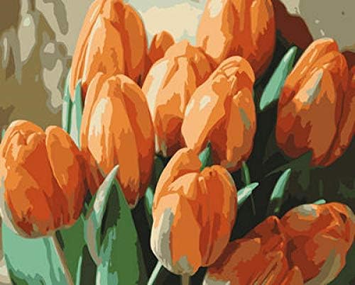 油絵 数字キット 手塗り によるdiyデジタル絵画 子供初心者 黄色いチューリップ 40 50cm