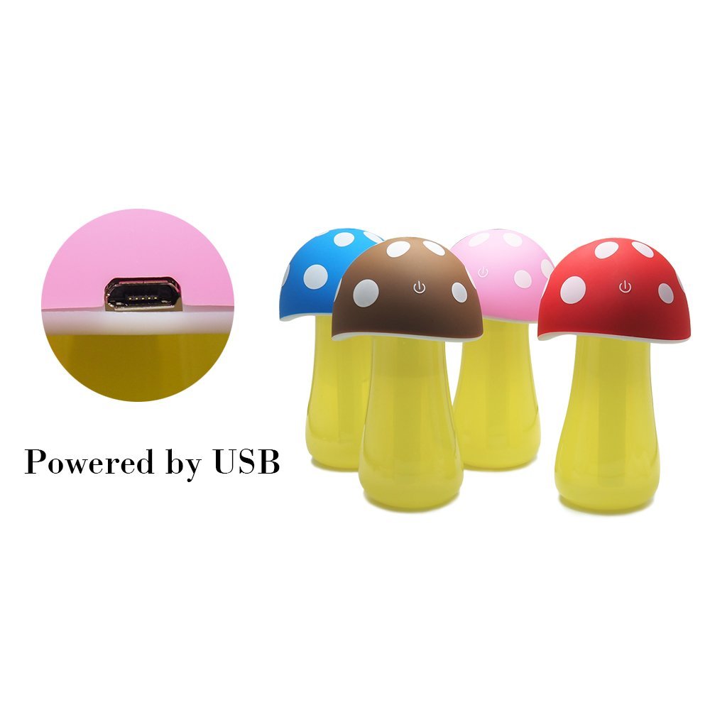 Fasthorse Mushroom Lamp Humidifier Portable USB Aromatherapy Aroma Diffuser for Office Home Travel (Pink)