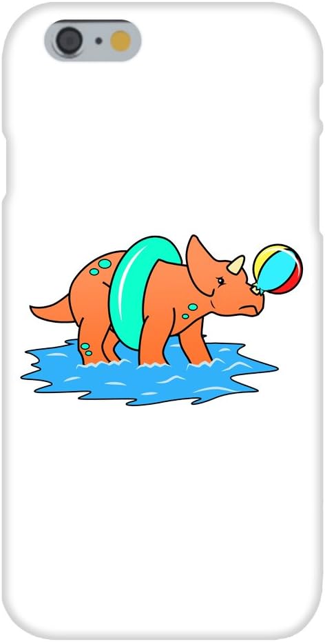 Apple iPhone 6+ (Plus) Custom Case White Plastic Snap On Triceratops Pops Beach Ball and is Sad Ocean Fun Cute