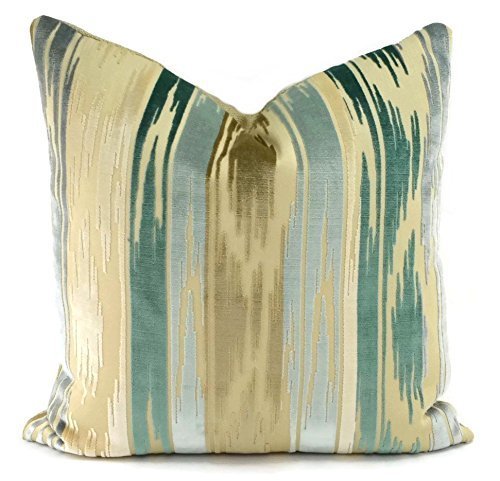 Amazon Com Aqua Teal Gray Tan Beige Cut Velvet Chevron Ikat