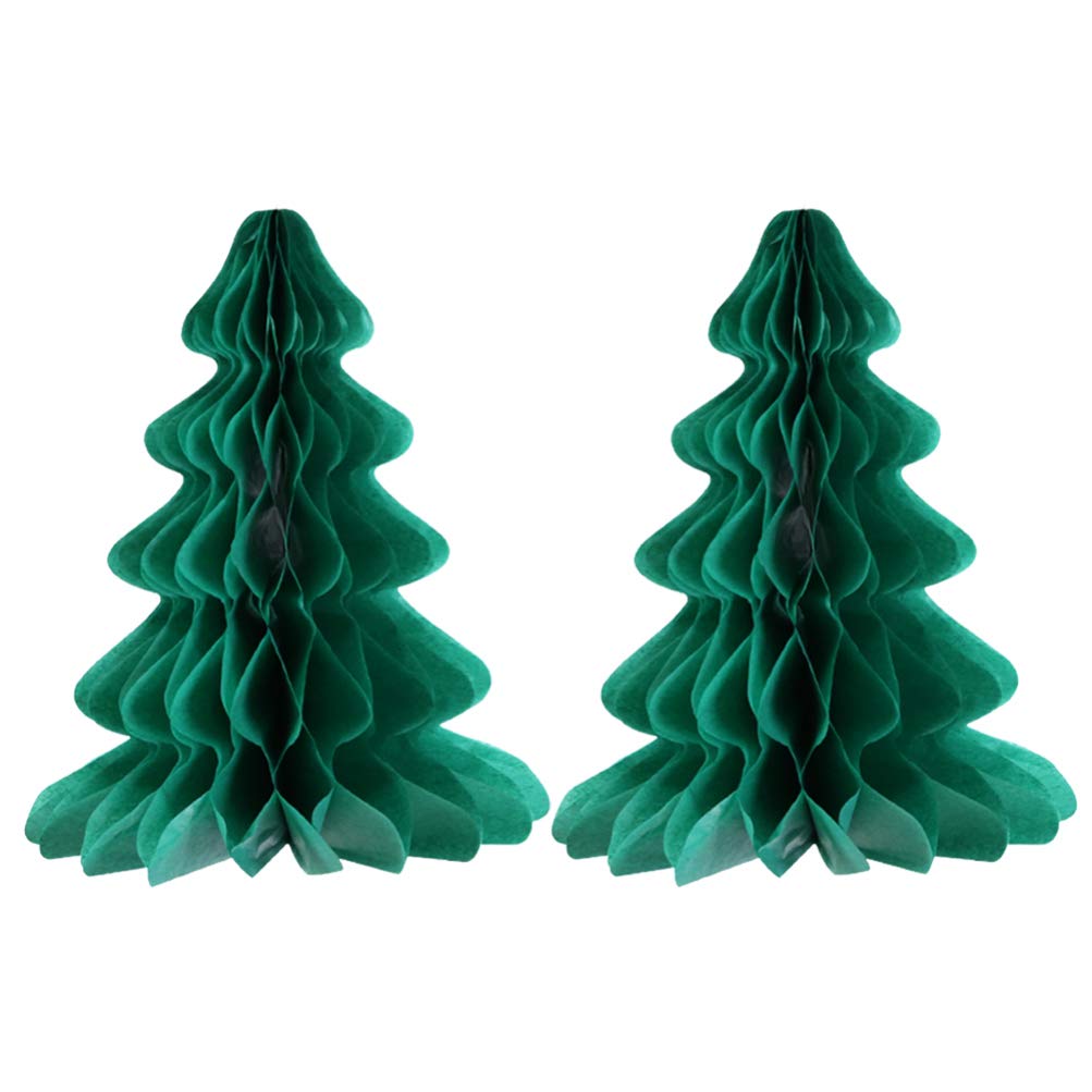 Amosfun 2pcs Christmas Tree Centerpiece Decoration Christmas Decorations Paper Honeycomb Decorations