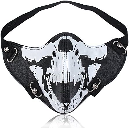Black Leather Skull Glow in the Dark Half Face Biker Cosplay Motorcycle Mask