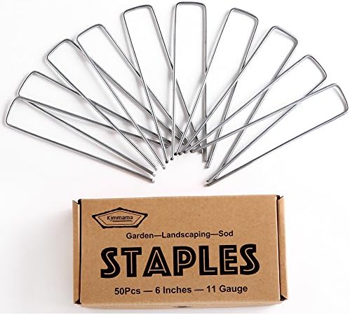 Garden Stakes 6 Inch 11G Anti Rust Heavy Duty U Shaped Weed Barrier Fabric Christmas Lawn Decorations Landscape Staples 50Pcs