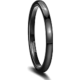 SHINYSO 2mm 4mm 6mm Black Tungsten Carbide Ring Dome Polished Wedding Band for Men Women Comfort Fit Size 4-12